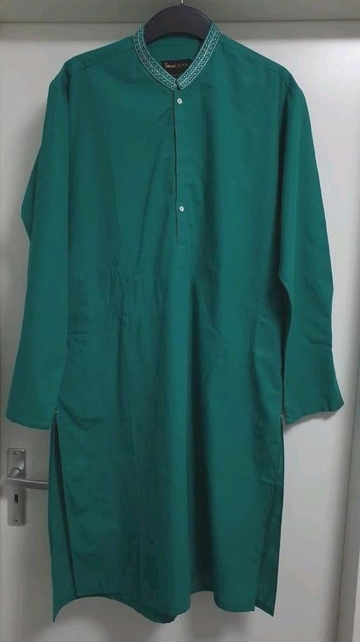 Groen geborduurde Indiase Afghaanse Hindoestaanse Kurta, Kleding | Heren, Ophalen of Verzenden, Zo goed als nieuw, Ideas Man
