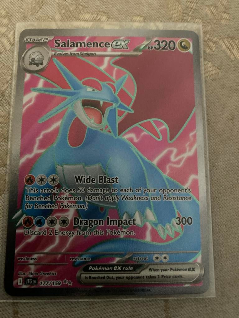 Salamence Ex Pokemon Kaart - Zeldzaam en Krachtig!, Ophalen, Zo goed als nieuw, Losse kaart