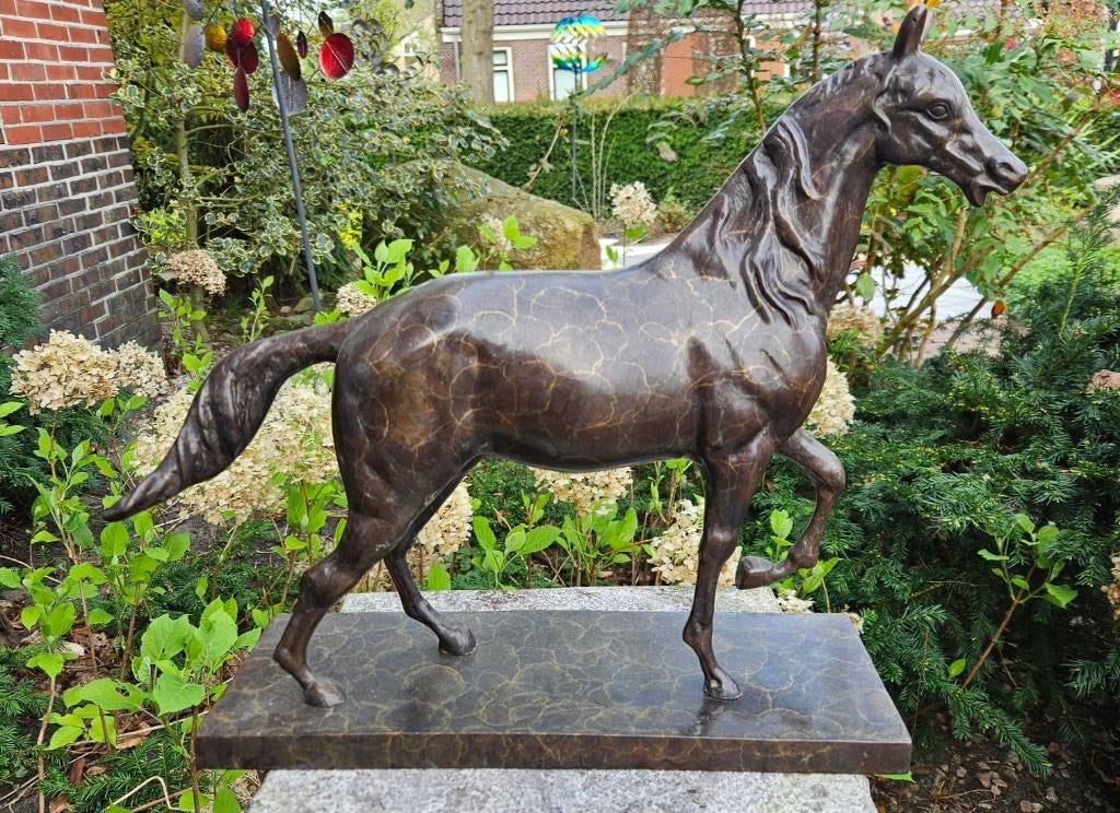 PAARD OP BRONZEN VOET / Bronzen beeld / OPRUIMING