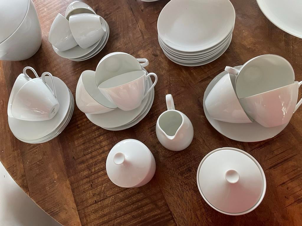 Diverse Azberg servies: wit met/zonder zilveren rand, Ophalen, Gebruikt, Effen, Porselein