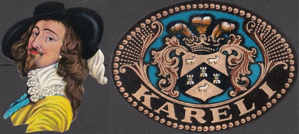 Sigarenetiketten twee grote etiketten Karel I, Verzamelen, Ophalen of Verzenden, Nieuw, Sigarenbandjes