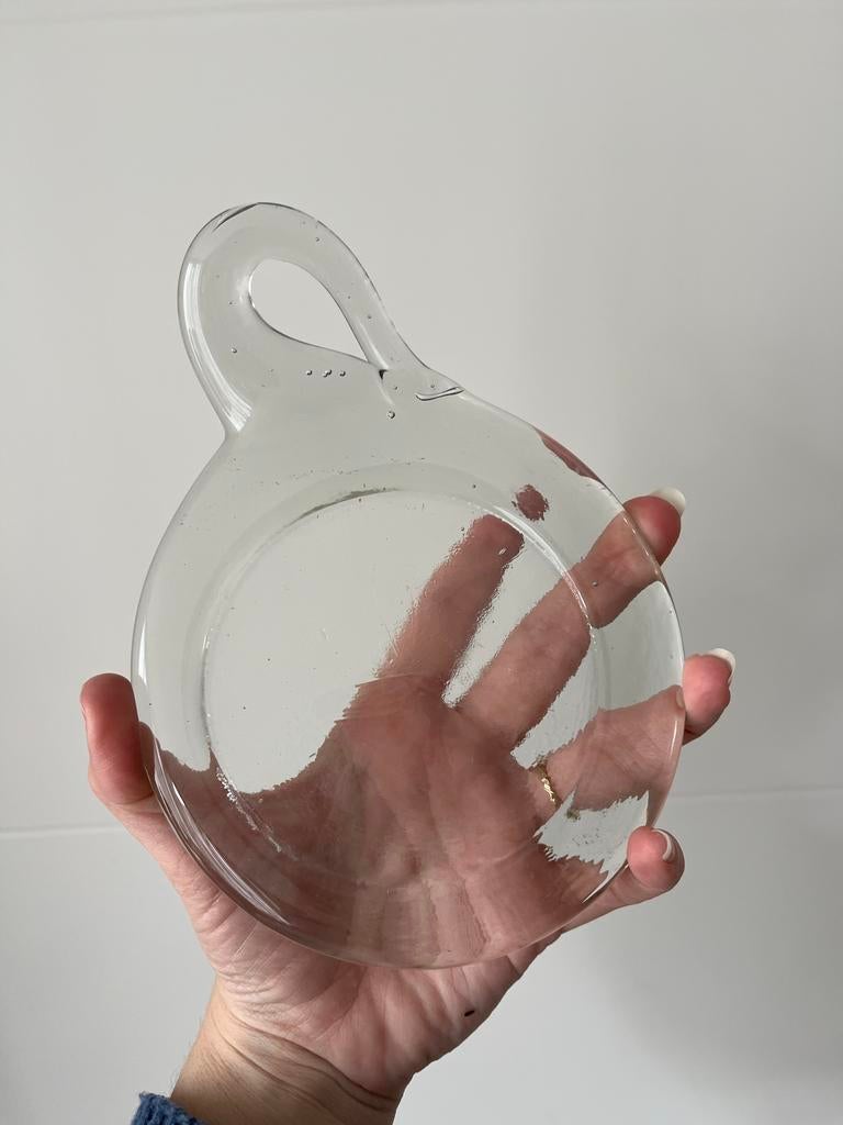 Vintage Georgshütte Glazen Kaarshouder met Handvat, Antiek en Kunst, Ophalen of Verzenden, Glas