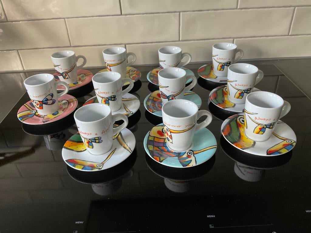 Kahla Vitalis espressokop en schotels Wim Heesakkers (11), Antiek en Kunst, Antiek | Servies compleet, Ophalen of Verzenden