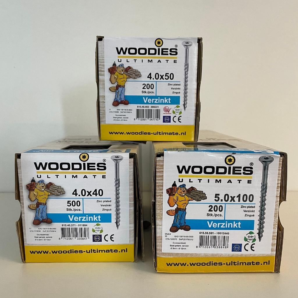 Woodies torx schroeven, verzinkt, rvs, shield, tellerkop, Ophalen, Schroeven, Nieuw, Minder dan 50 mm