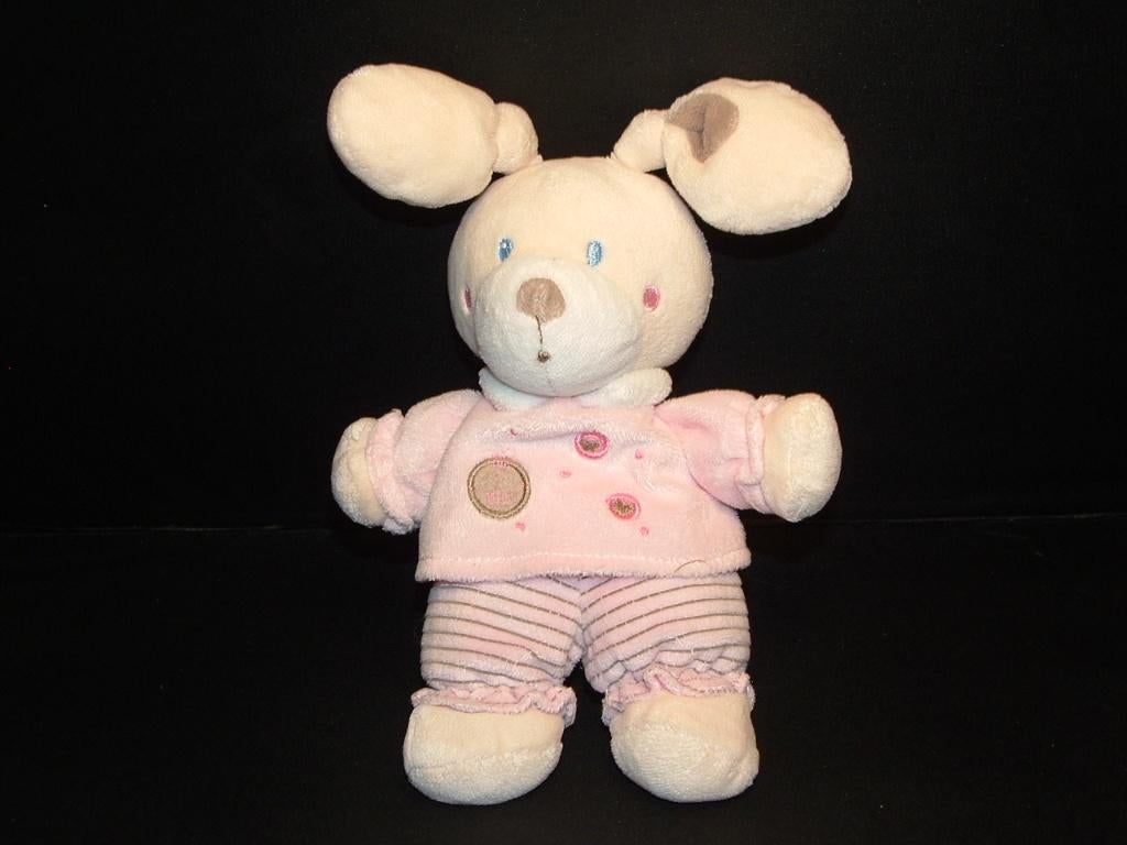 NICOTOY KONIJN ROOMWIT MET WITTE SNUIT EN ROZE SHIRTJE, Kinderen en Baby's, Speelgoed | Knuffels en Pluche, Ophalen of Verzenden