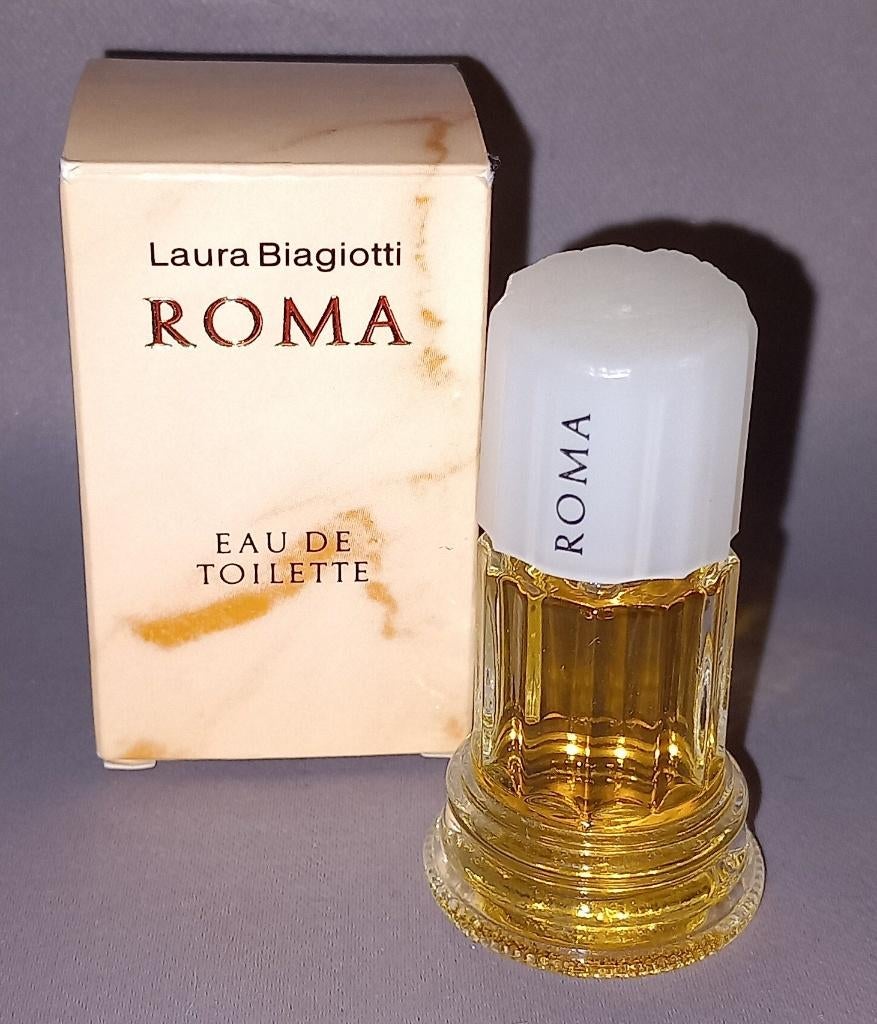 Parfum miniatuur Laura biagiotti Roma + doosje, Ophalen of Verzenden, Zo goed als nieuw, Miniatuur, Gevuld