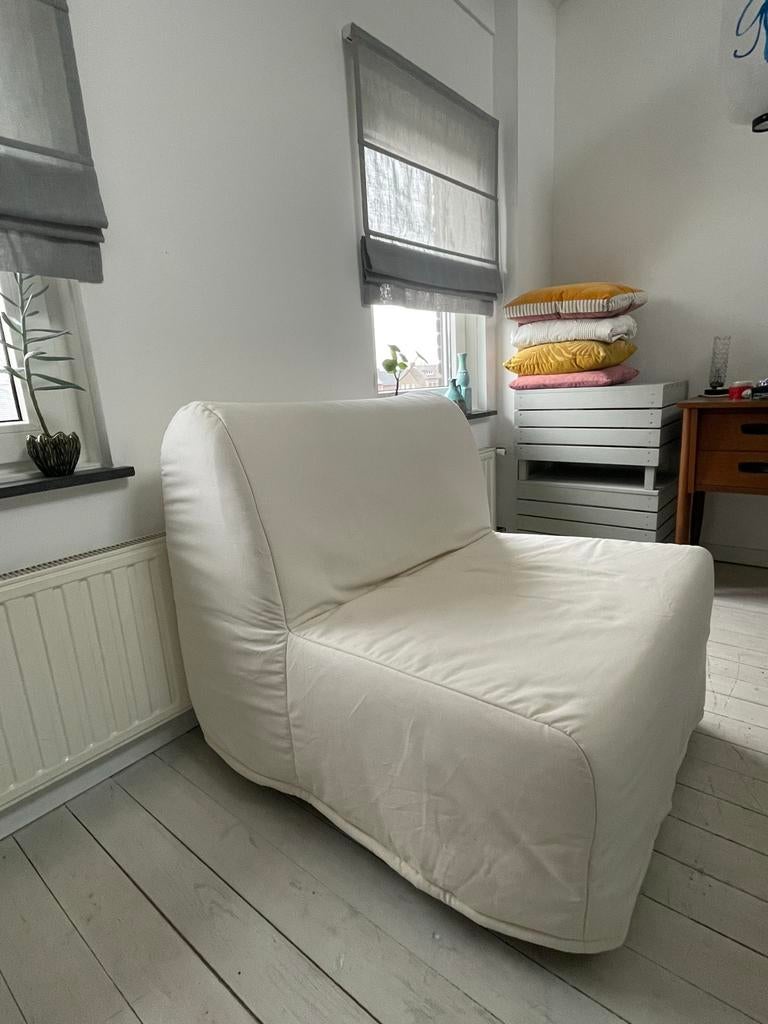 IKEA Lycksele Lovas Slaapstoel / Slaapfauteuil incl matras, Ophalen, Wit, Zo goed als nieuw, Eén