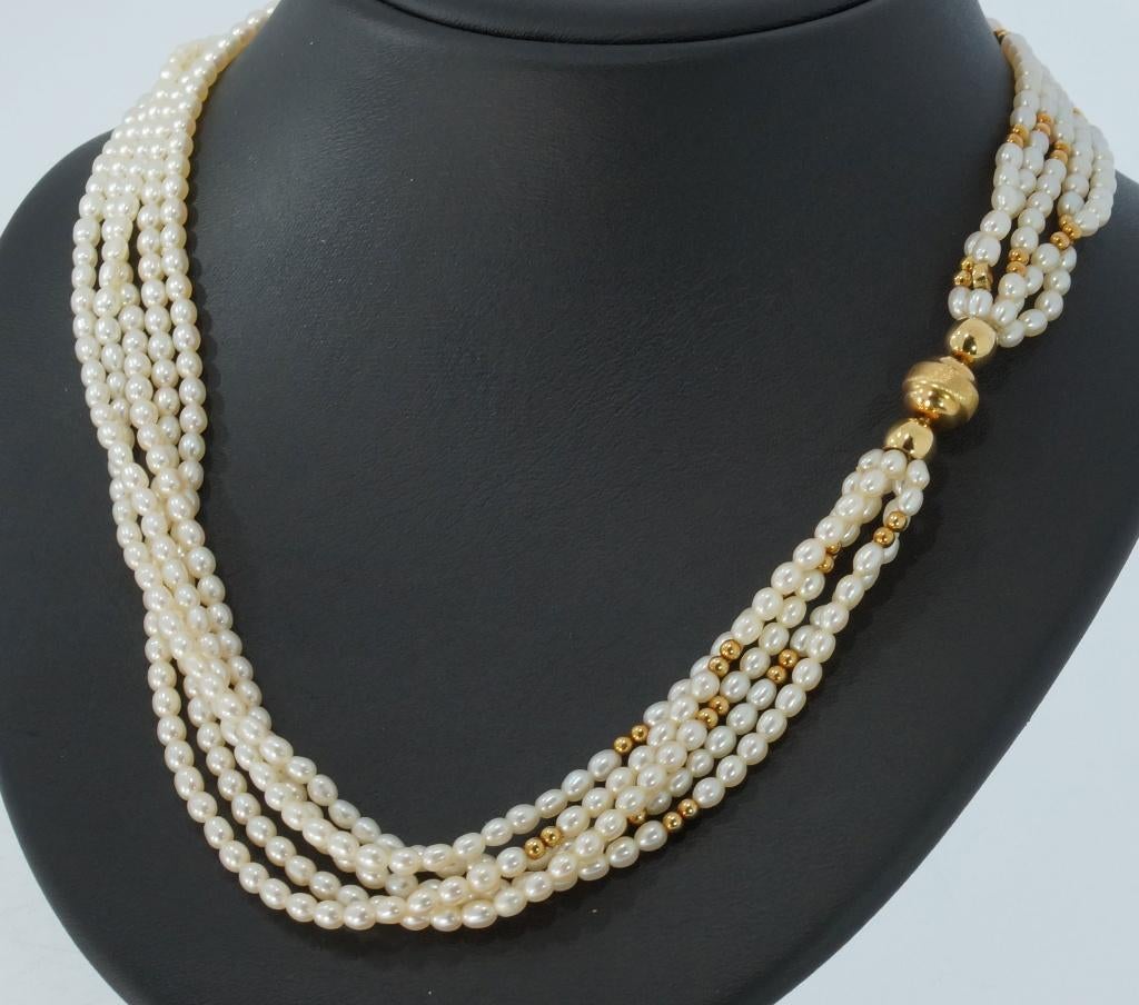 Schoeffel parel ketting 18k slot goud bollen dames vintage, Voordeelsieraden, Verzenden, Zo goed als nieuw, Met edelsteen