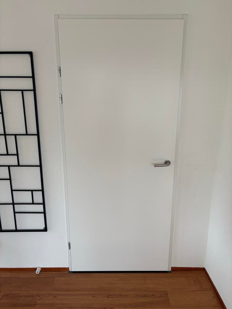 2 stuks witte binnendeuren incl kozijn, 90 cm breed, Ophalen, Gebruikt, 80 tot 100 cm, Binnendeur