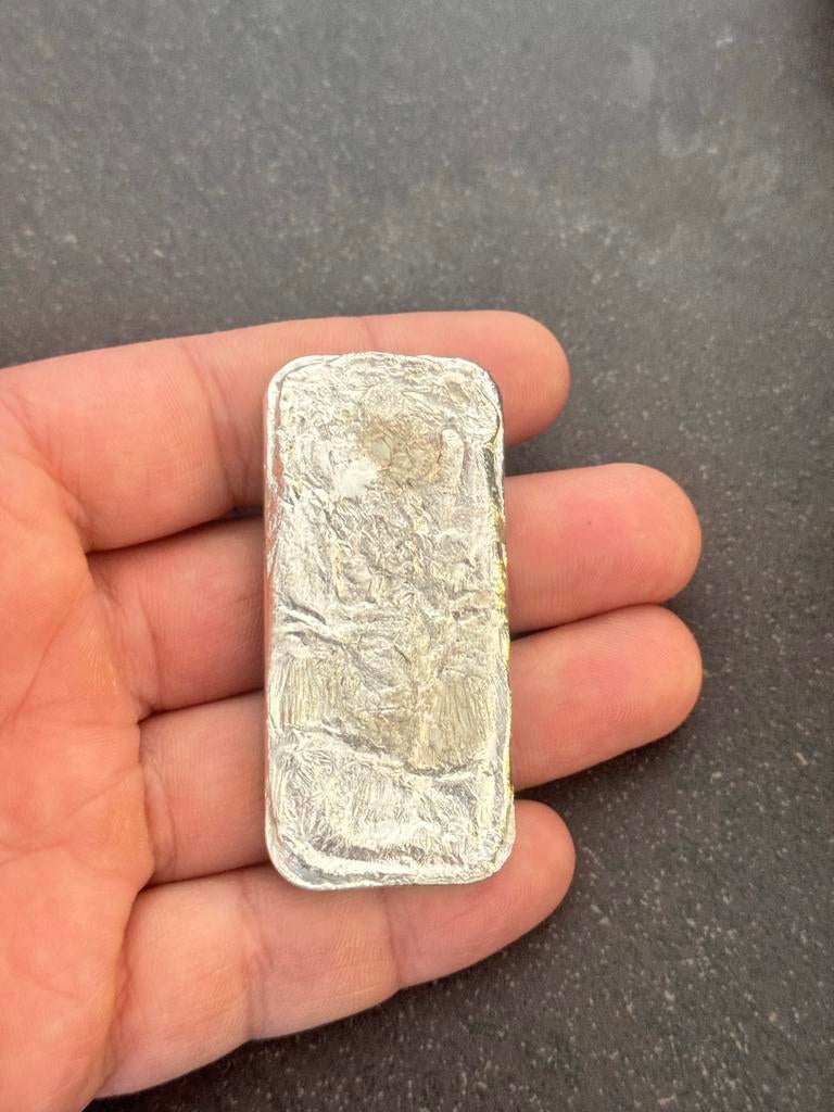 Zelf gegoten 925 zilverbaar - 144.2 gram puur zilver, Ophalen of Verzenden, Zilver