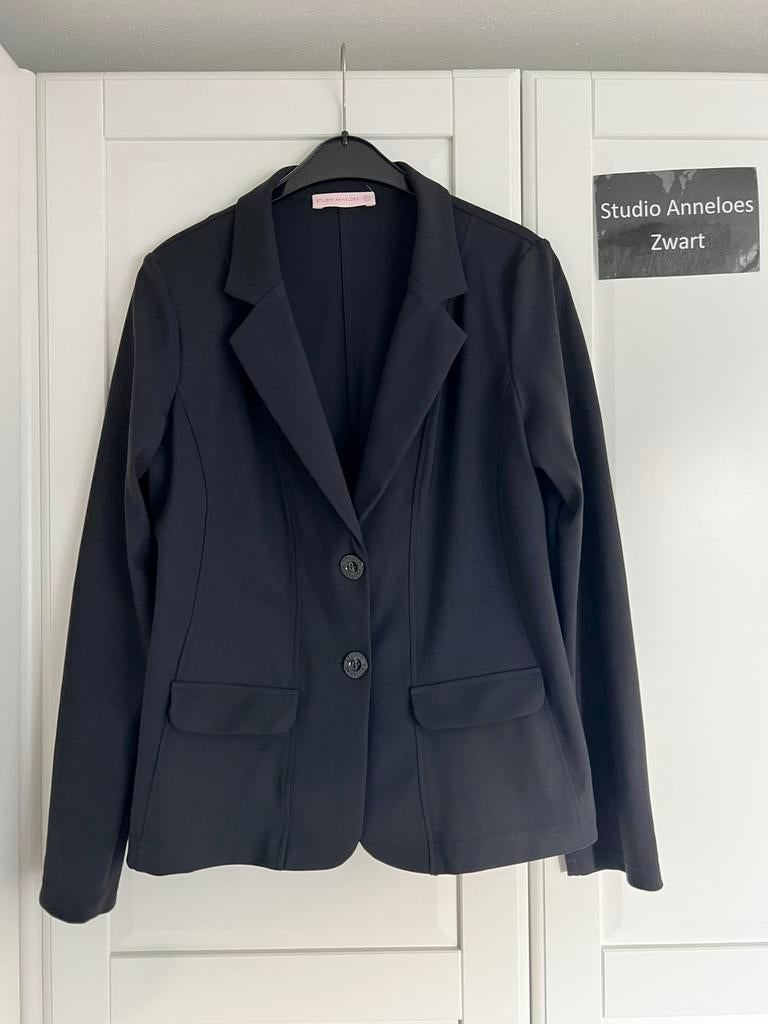 Studio annoew bright bonded blazer XL zwart travelstof, Zwart, Maat 46/48 (XL) of groter, Ophalen of Verzenden, Zo goed als nieuw