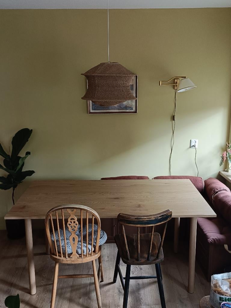 Eettafel eikenhout kleur 160cm, Ophalen, Kunststof, 150 tot 200 cm, 200 cm of meer