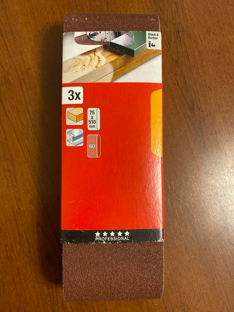Black & Decker schuurbanden 75x510mm K60 (3 stuks), Doe-het-zelf en Verbouw, Gereedschap | Schuurmachines, Ophalen, Nieuw, Bandschuurmachine