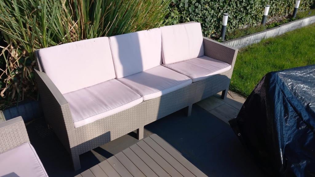 Mooie tuinloungset, Tuin en Terras, Ophalen, 5 zitplaatsen, Kunststof, Gebruikt