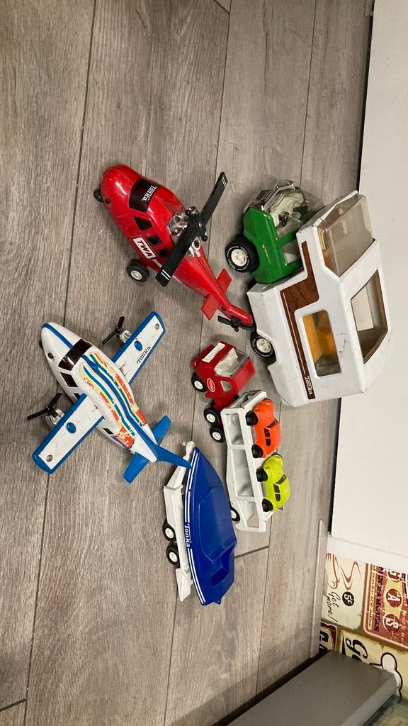 Oud blikken Tonka speelgoed camper vliegtuig helikopter, Ophalen of Verzenden, Gebruikt, Auto