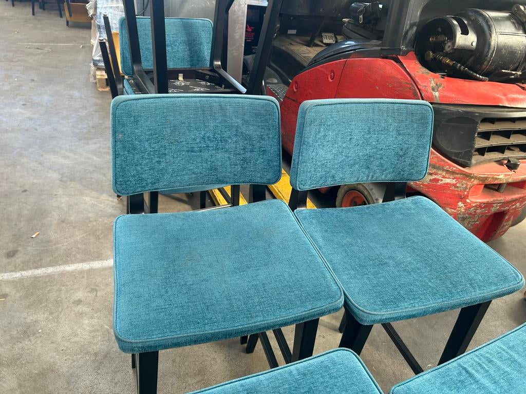 Satelliet stoelen en krukken - Hoogwaardige kwaliteit, Huis en Inrichting, Stoelen, Gebruikt, Vijf, Zes of meer stoelen, Stof