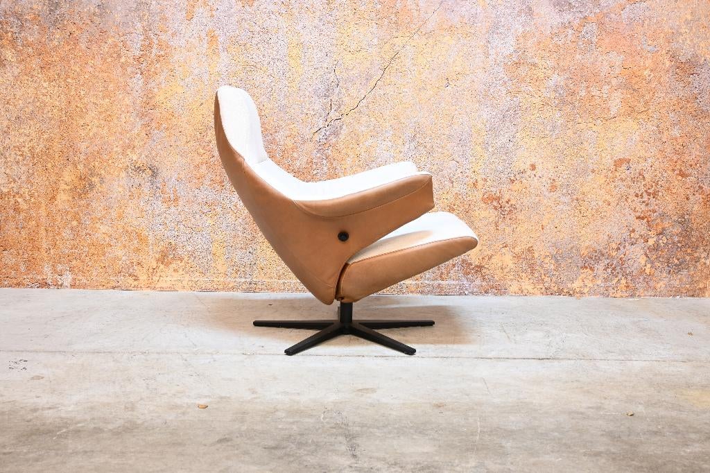 ZGANieuw Topform Sesto design relax- draaifauteuil leer stof, Leer, 75 tot 100 cm, Ophalen of Verzenden, Zo goed als nieuw