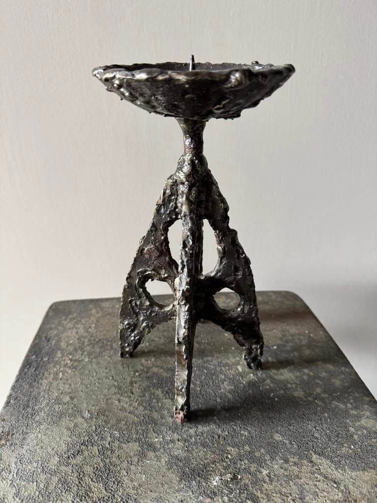 Brutalist kandelaar brons handwerk, Antiek en Kunst, Antiek | Kandelaars, Ophalen of Verzenden