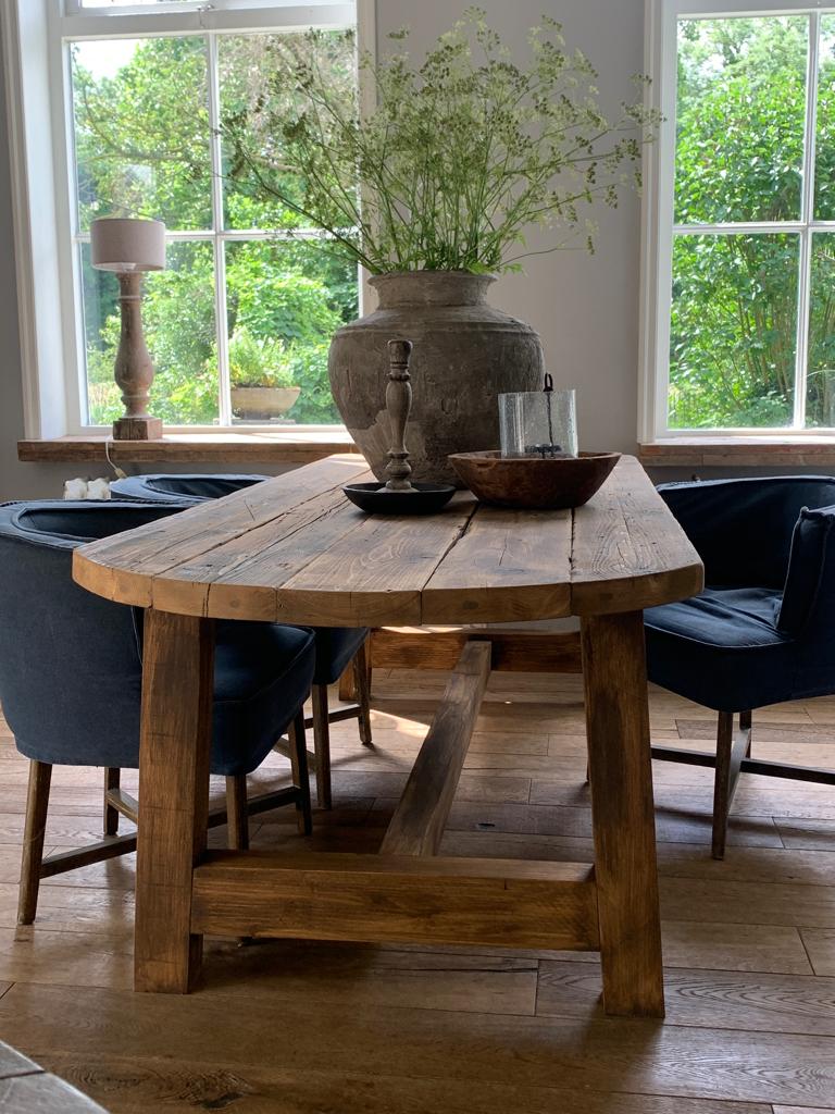 Landelijke EETTAFEL * ovaal * boerentafel,oud, hout *, Huis en Inrichting, Tafels | Eettafels, Landelijk, Rechthoekig, Nieuw, 200 cm of meer