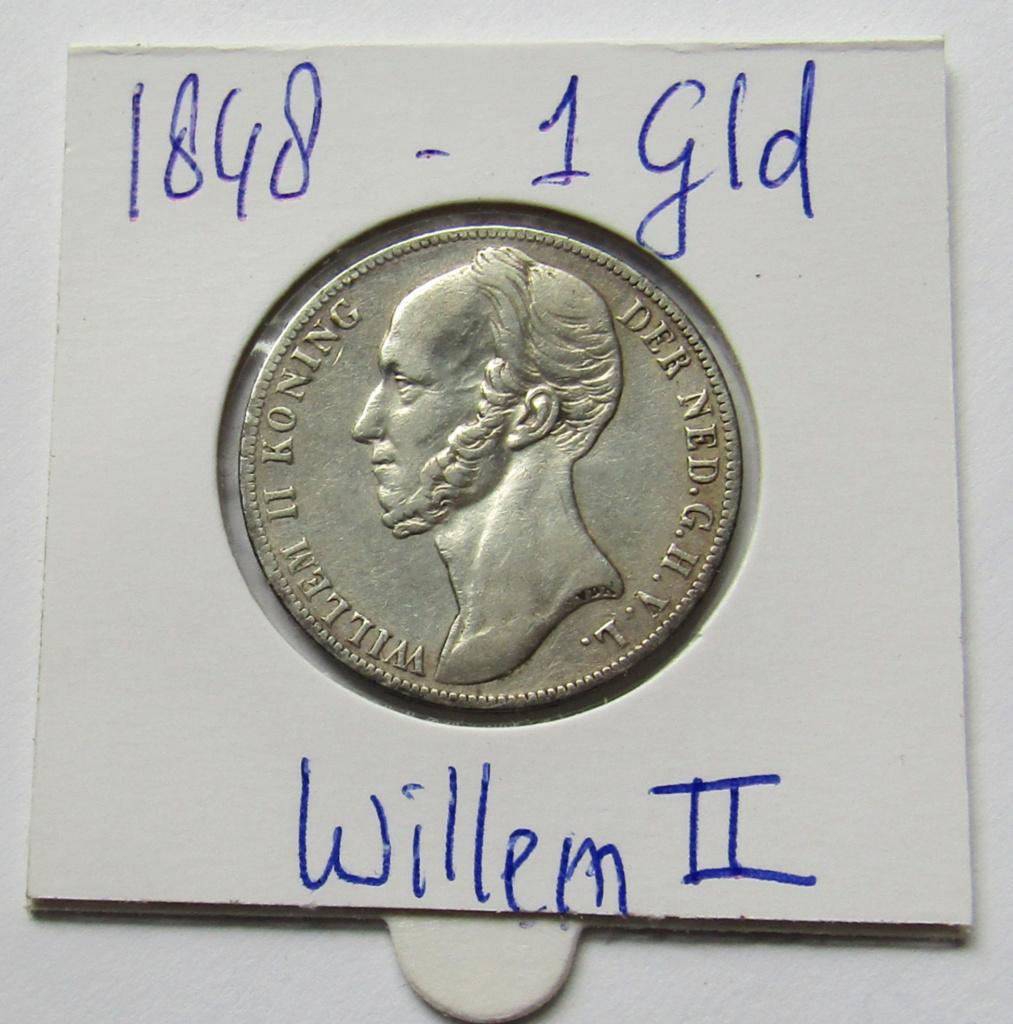 ** 1848 - Nederland - Willem II  -  ZILVER **, 1 gulden, Verzenden, Zilver, Losse munt