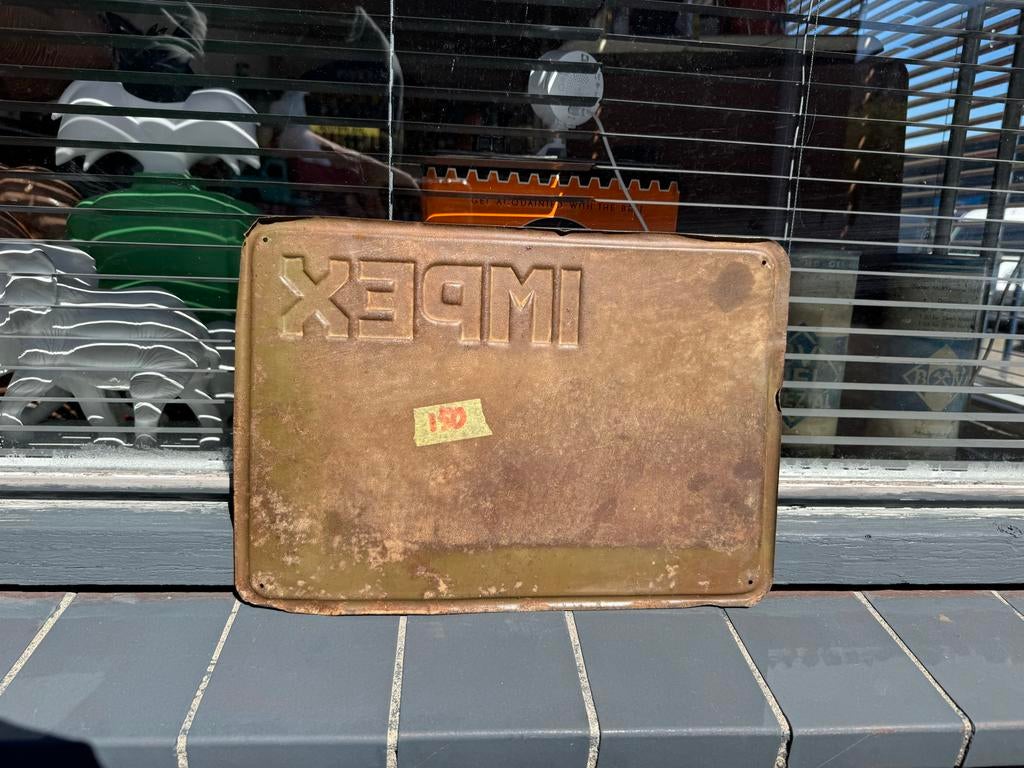 IMPEX oud metalen reclame bordje, Verzamelen, Merken en Reclamevoorwerpen, Reclamebord, Gebruikt, ., Ophalen of Verzenden