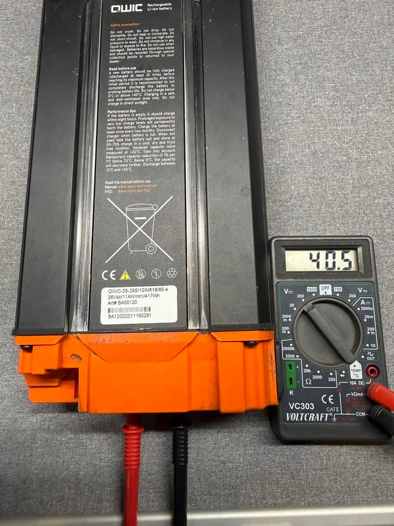 Qwic fiets accu 36/11ah(417WH), Fietsen en Brommers, Fietsaccessoires | Fietsaccu's, Ophalen, Zo goed als nieuw