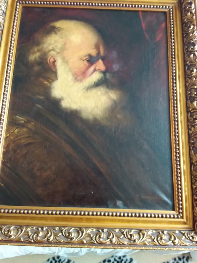 Antiek Schilderij: Portret van een Oude Man met Baard, Ophalen