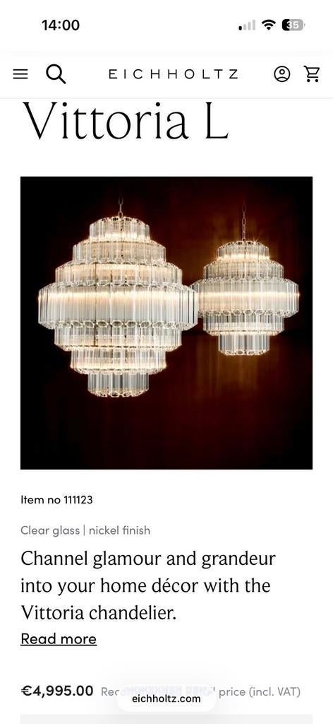 Eichholtz Vittoria L chandelier, Ophalen, Zo goed als nieuw