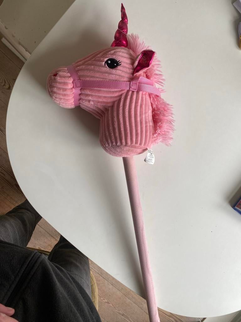 Roze eenhoorn stokpaard met geluid, Kinderen en Baby's, Speelgoed | Overig, Ophalen, Gebruikt, Meisje
