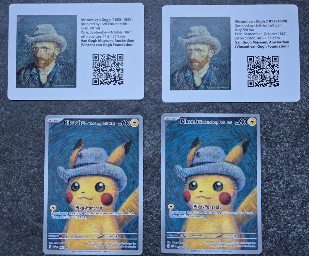 Pikachu met grijze vilthoed (Van Gogh Museum) - 2 kaarten, Ophalen, Zo goed als nieuw, Meerdere kaarten