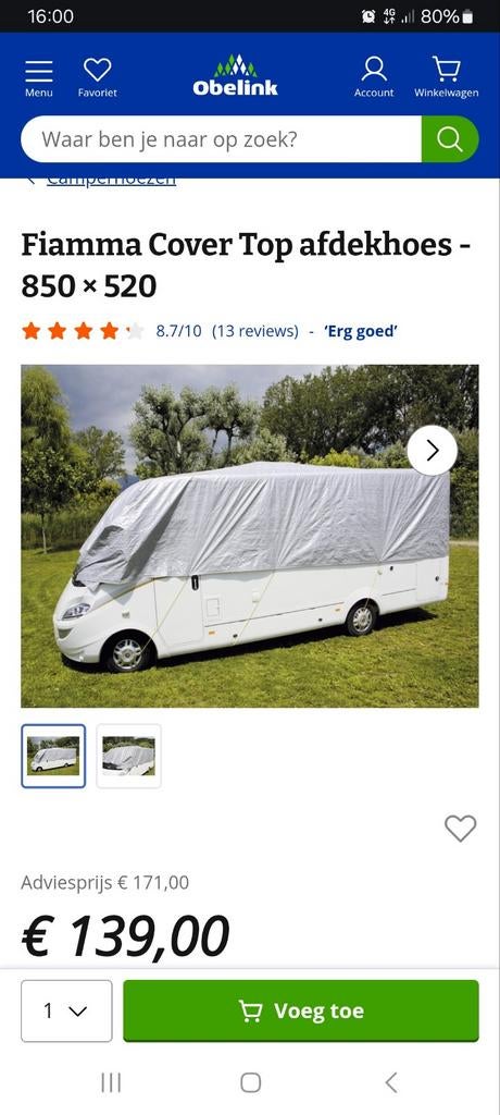 Camperhoes Fiamma Cover Top afdekhoes, Ophalen