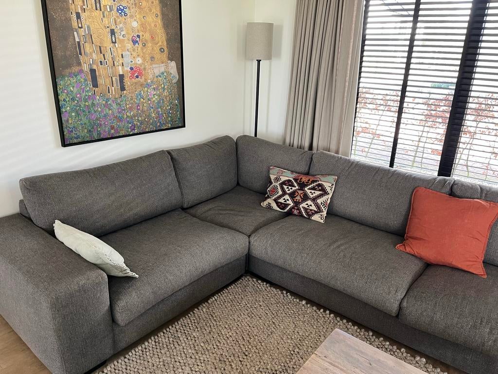 Modulaire bank Keijser&Co grijsbruin/taupe, Gebruikt, Hoekbank, 300 cm of meer, Ophalen of Verzenden