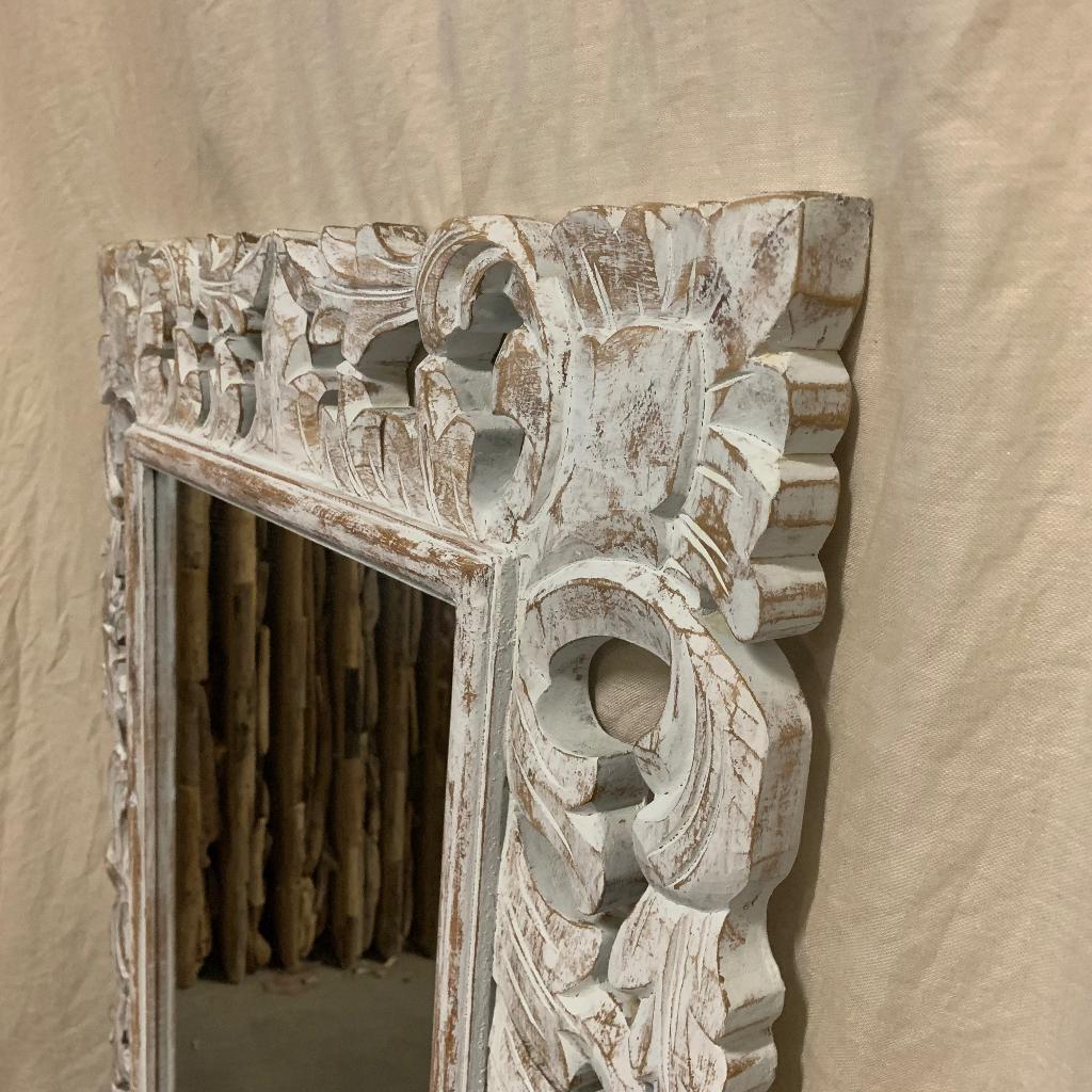 Barok spiegel - houten lijst - wit - 100 x 70 cm -TTM Wonen, TTM Wonen, Meubels – (Perzische) Tapijten en Woonaccessoires, Nieuw