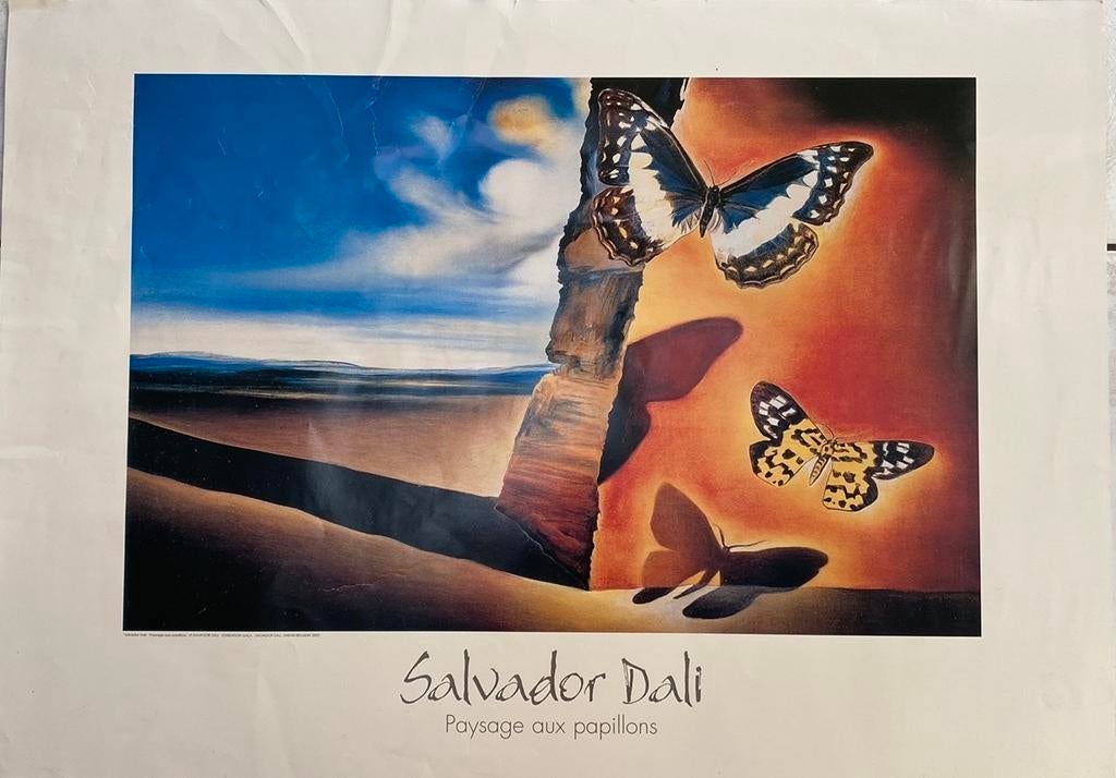 Salvador Dalí - Paysage aux papillons poster, Ophalen of Verzenden
