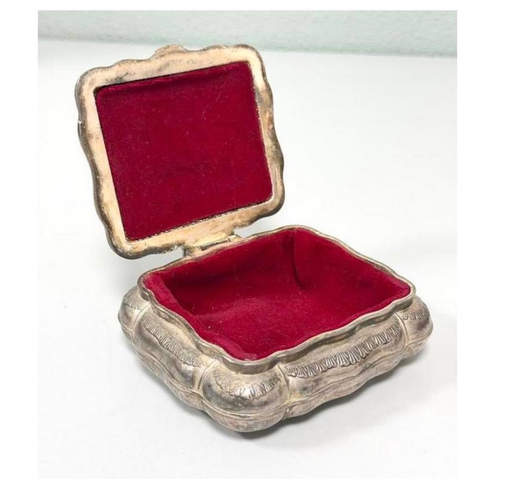 Silver Plated Vintage Jewelry Box Red velvet sieradendoos, Ophalen of Verzenden