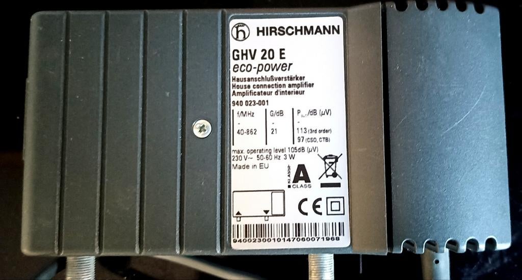 Hirschmann GHV 20 E eco-power antenne aansluitversterker, Ophalen, Minder dan 2 meter, Overige kabels
