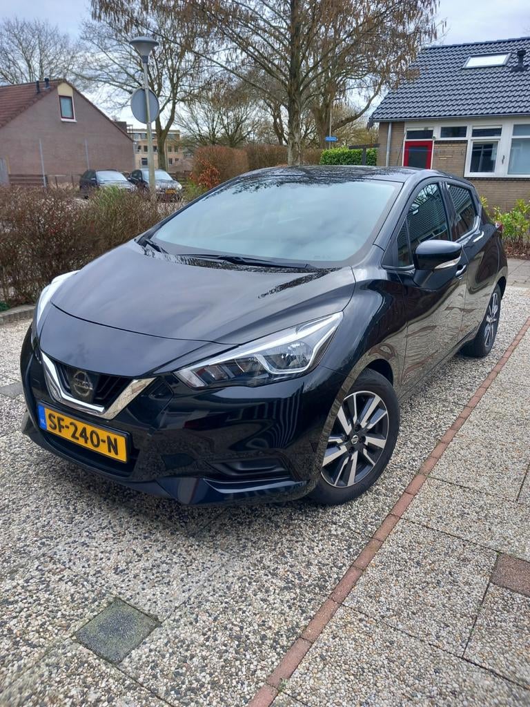 Nissan Micra 1.0 5D 2018 Zwart, Auto's, Nissan, Stof, Zwart, Origineel Nederlands, Micra