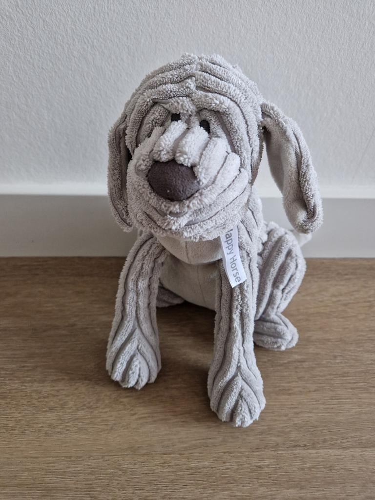 Knuffel hond Happy Horse Diezel rib corduroy grijs K7927, Ophalen of Verzenden, Zo goed als nieuw, Hond