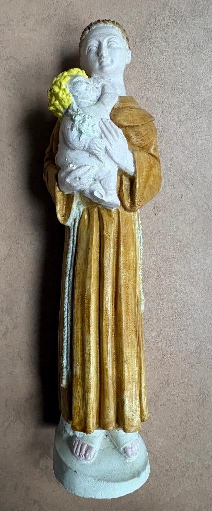 Gipsen beeldje van Sint Antonius van Padua, Gips, Ophalen of Verzenden, Beeld, Beschilderd