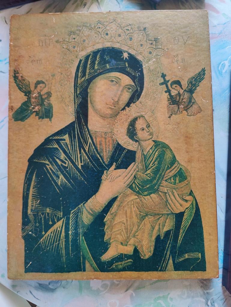 Vintage Orthodoxe Icoon: Madonna met Kind (20e eeuw), Ophalen of Verzenden