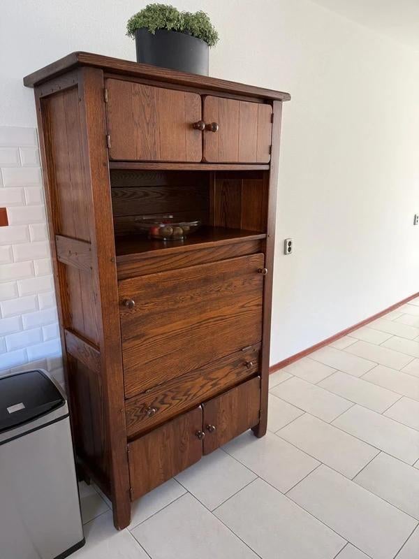 Massief Eiken Buffetkast Houten Opbergkast 180x100, Antiek en Kunst, Ophalen of Verzenden