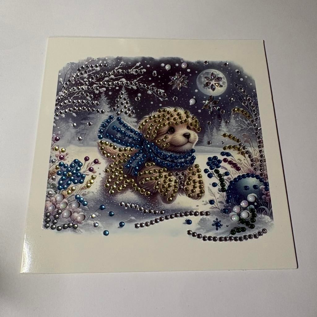 Diamond painting kerstkaart hondje, Ophalen of Verzenden, Zo goed als nieuw, Kerst