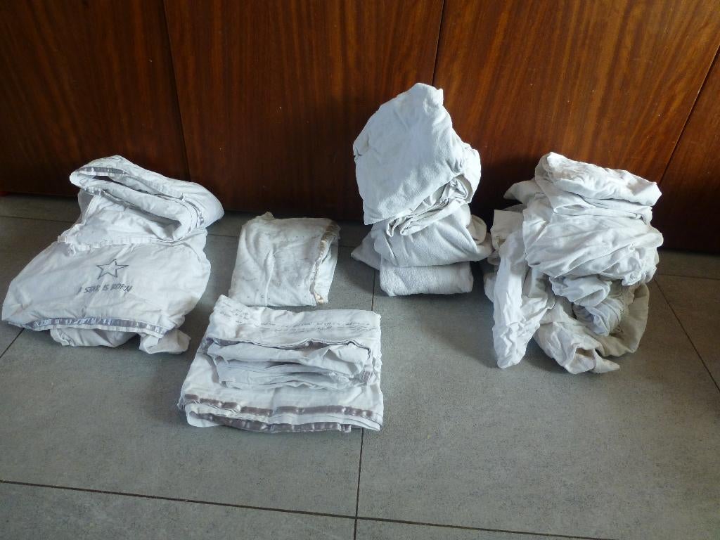 lakens, onderlakens, moltens voor ledikantje. Grijs met ster, Kinderen en Baby's, Babywiegjes en Ledikanten, Ophalen, Gebruikt