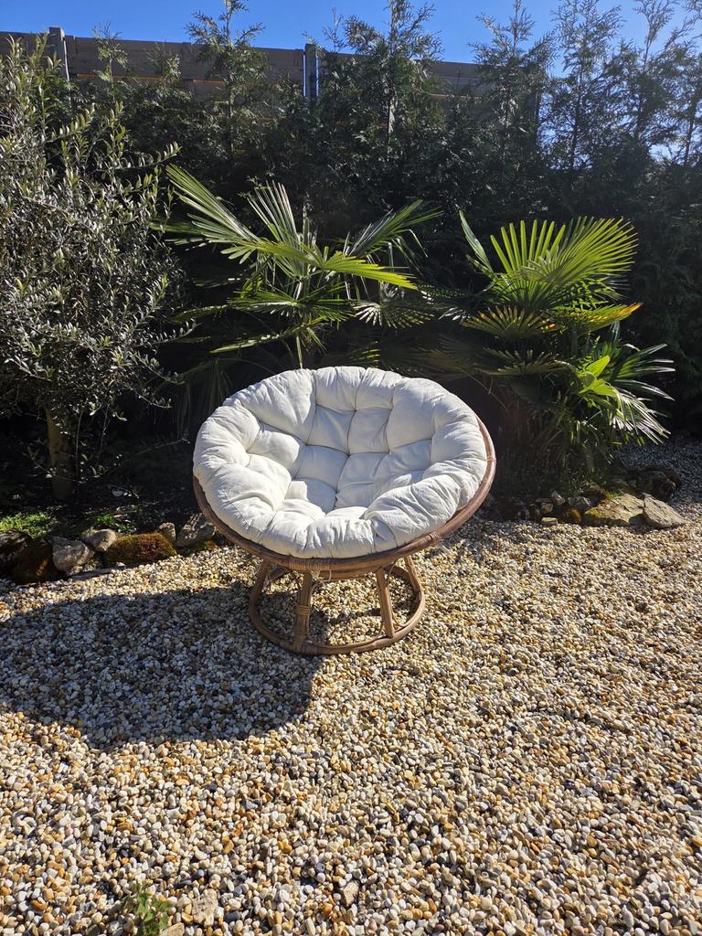 Lounge stoelen 2 stuks - Papasan stijl met kussens, Ophalen, Gebruikt, Twee, Overige kleuren