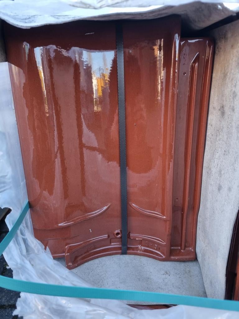 VHV Dakpan Lichtbruin Verglaasd - Monier Nieuw, 40 tot 60 cm, Keramiek, Overige typen, Nieuw