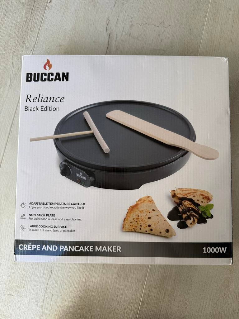 Buccan Crêpe en Pannenkoeken Maker 1000W, Ophalen of Verzenden, Nieuw