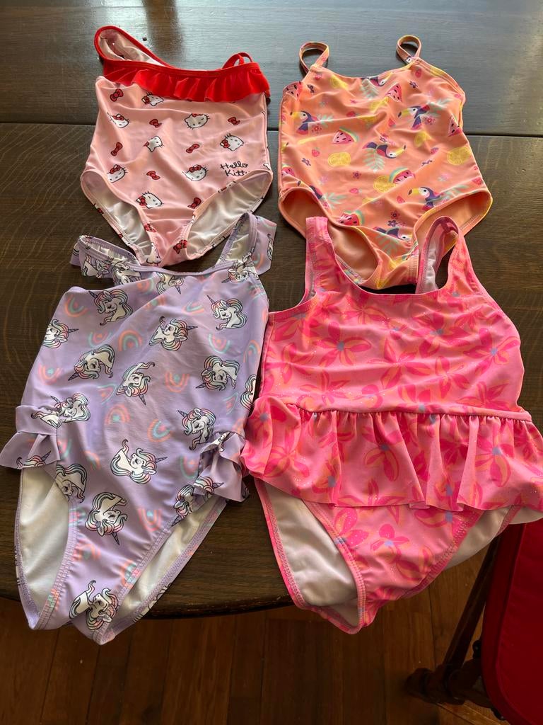 4 meisjesbadpakken maat 110/116, Kinderen en Baby's, Ophalen of Verzenden, Zo goed als nieuw, Badpak