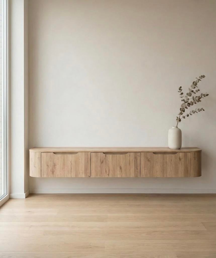 Miyoko zwevend tv-meubel - Modern en stijlvol, Ophalen, 150 tot 200 cm, Nieuw, Minder dan 100 cm