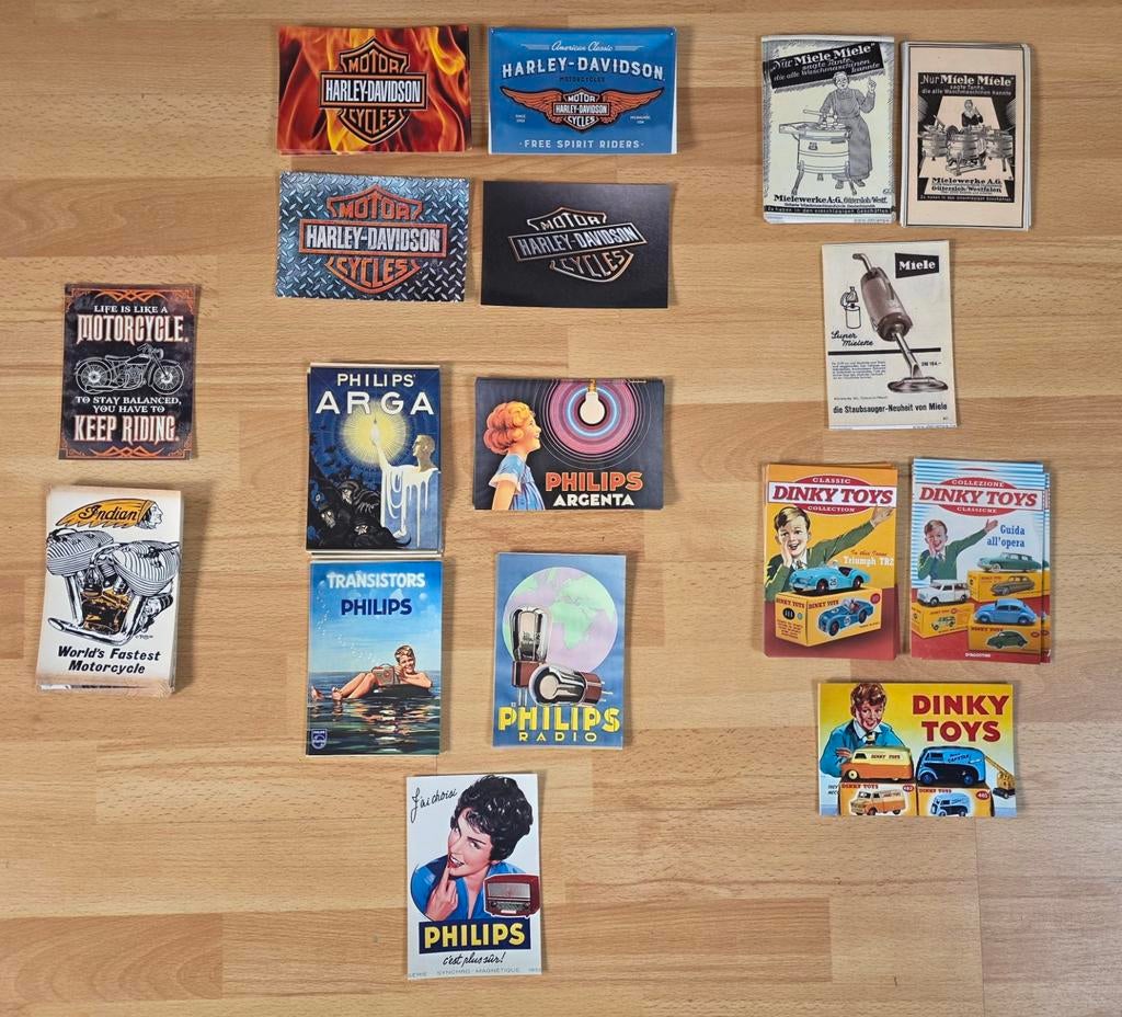 Vintage reclame foto's: Harley, Indian, Philips, Dinky Toys, Ophalen, Gebruikt, Auto's