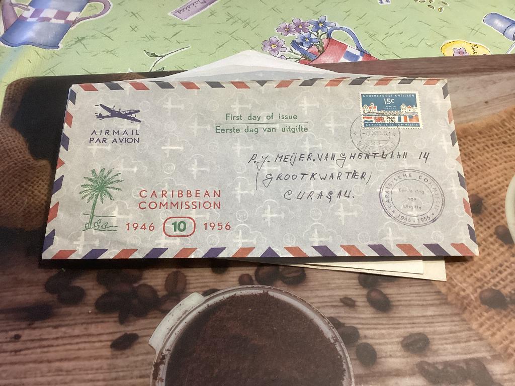 No1087 Nederlandse Antillen voorloper 6-12-1956 gelopen Heb, Ophalen, Beschreven, Rest van de wereld